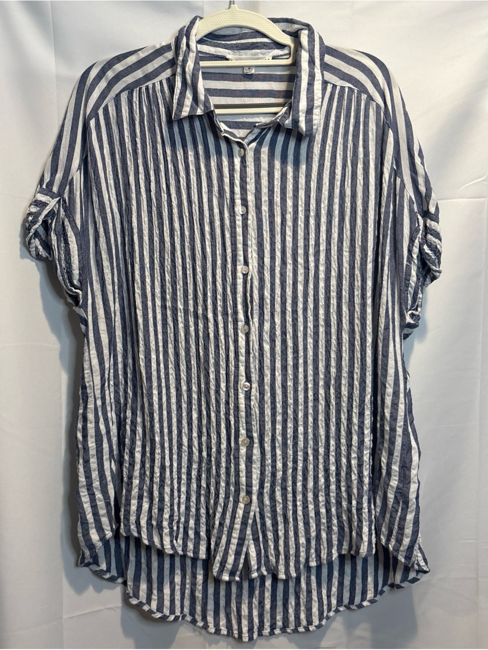Jane and Delancey Blue and White Striped Button-Down Shirt